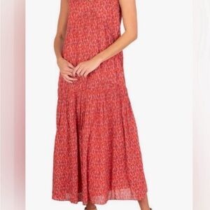 Joie Orange Pleated Maxi Sundress